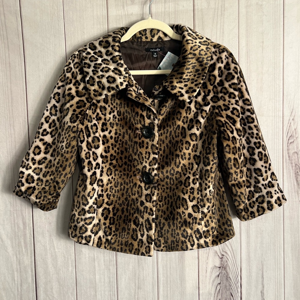 Rafaella Animal Print Faux Fur Jacket